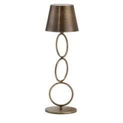 Lampada da tavolo senza fili in ottone anticato Mizar Rings di Itamar Harari