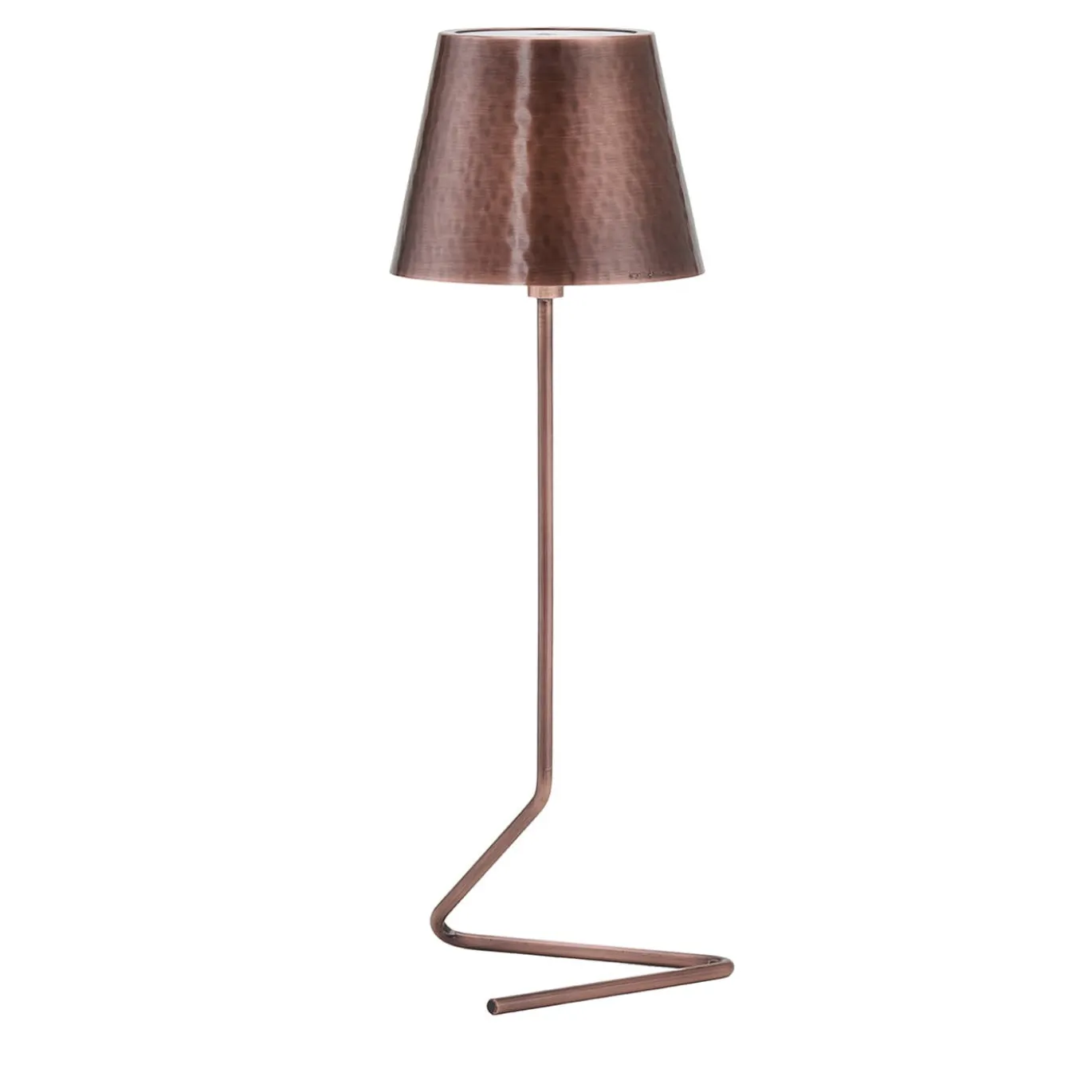 Lampada da tavolo senza fili Vega Triangle in rame e ottone anticato di Harari