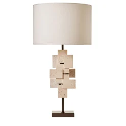 Lampada da tavolo Tiles in travertino e bronzo
