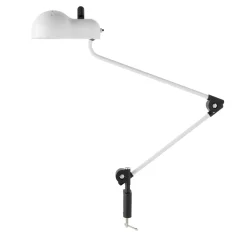Lampada da tavolo Topo bianca con morsetto di Joe Colombo