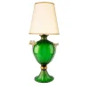 Lampada da tavolo verde e ambra con fiori
