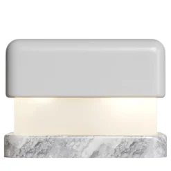 Lampada da tavolo W1 Pet grigia con base in marmo