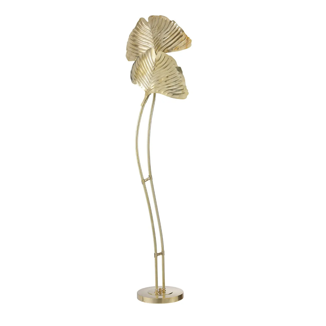 Lampada da terra a doppio stelo Gingko in ottone