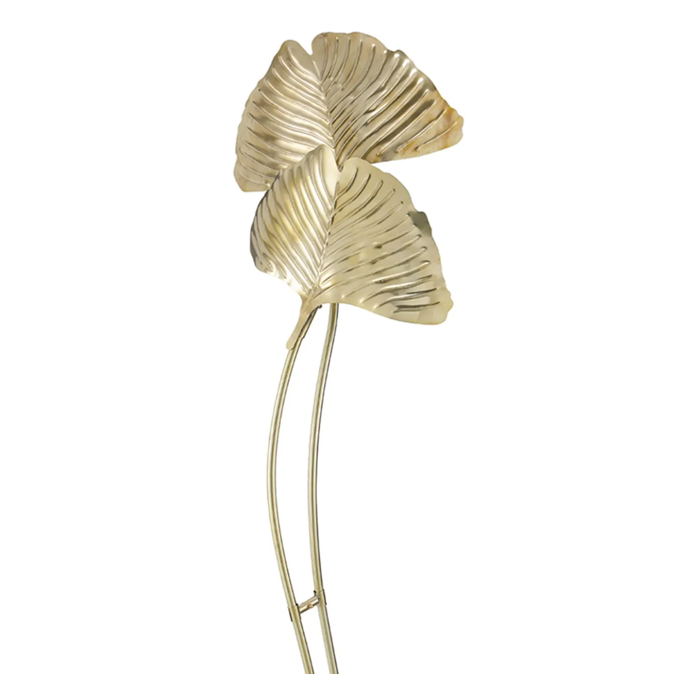 Lampada da terra a doppio stelo Gingko in ottone