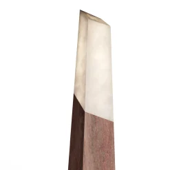 Lampada da terra a forma di obelisco in travertino rosso e alabastro