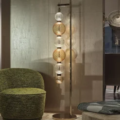 Lampada da terra a goccia finitura champagne