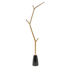 Lampada da terra Aira in ottone con base in marmo nero di Marcantonio