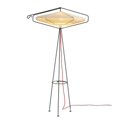 Lampada da terra a nido d'ape con paralume in lana