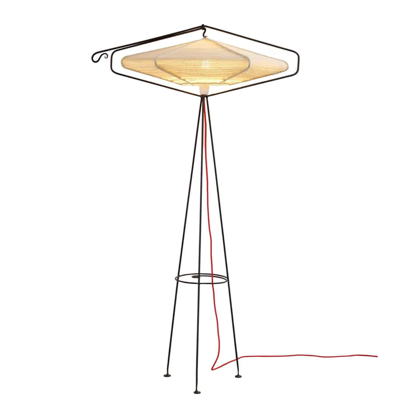 Lampada da terra a nido d'ape con paralume in lana