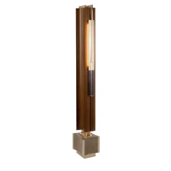 Lampada da terra Anima in legno di noce e base in marmo