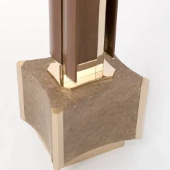Lampada da terra Anima in legno di noce e base in marmo