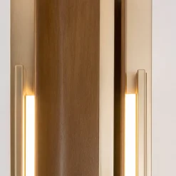 Lampada da terra Anima in legno di noce e base in marmo