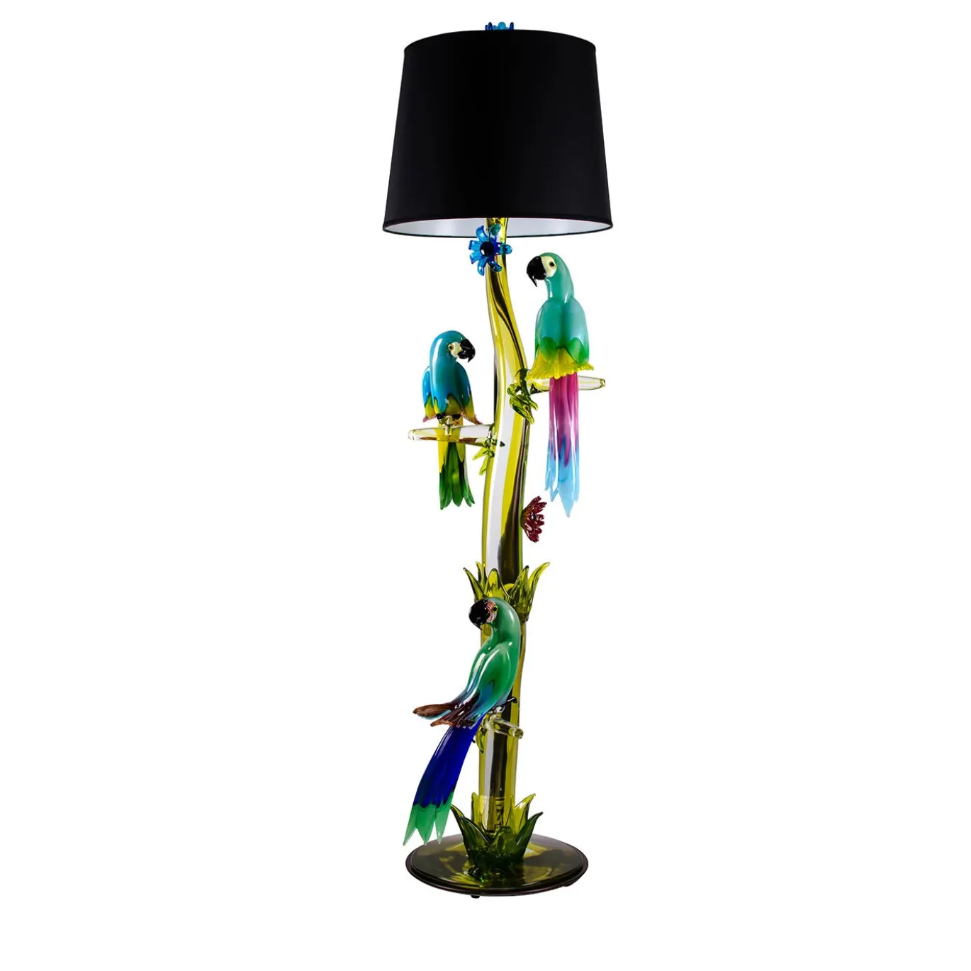Lampada da terra a pappagallo in vetro di Murano
