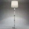 Lampada da terra Bamboo Cromo con paralume grigio