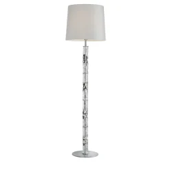 Lampada da terra Bamboo Cromo con paralume grigio