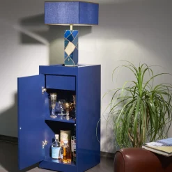 Lampada da terra blu con ruote Tellux