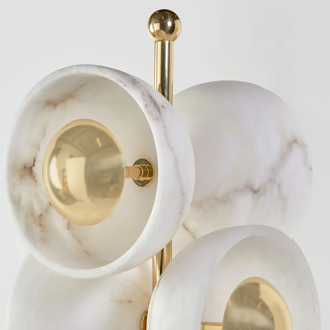 Lampada da terra Butterfly in ottone lucido e alabastro