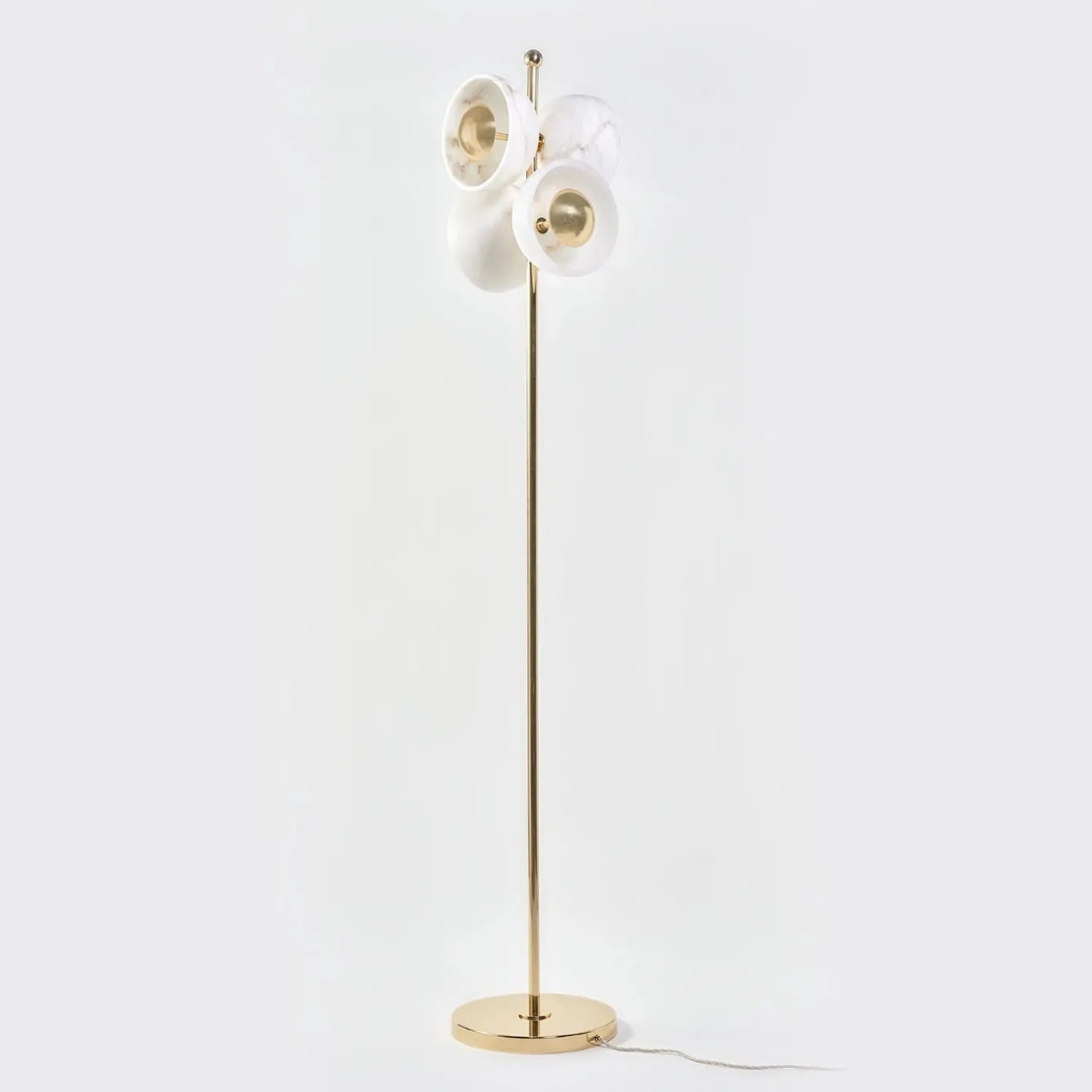 Lampada da terra Butterfly in ottone lucido e alabastro