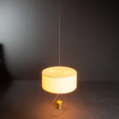 Lampada da terra Casa in lino avorio e acciaio