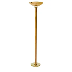Lampada da Terra Classic Scroll in Pelle Beige Mandorla
