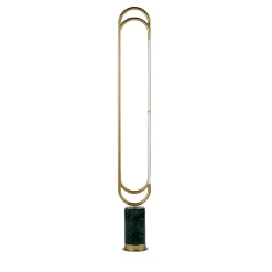 Lampada Da Terra Collier In Metallo Dorato e Marmo Verde Guatemala