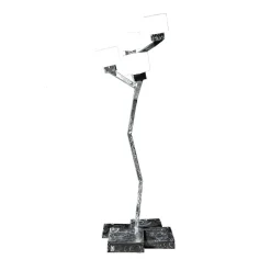 Lampada da terra Cube a 4 luci in ferro spazzolato