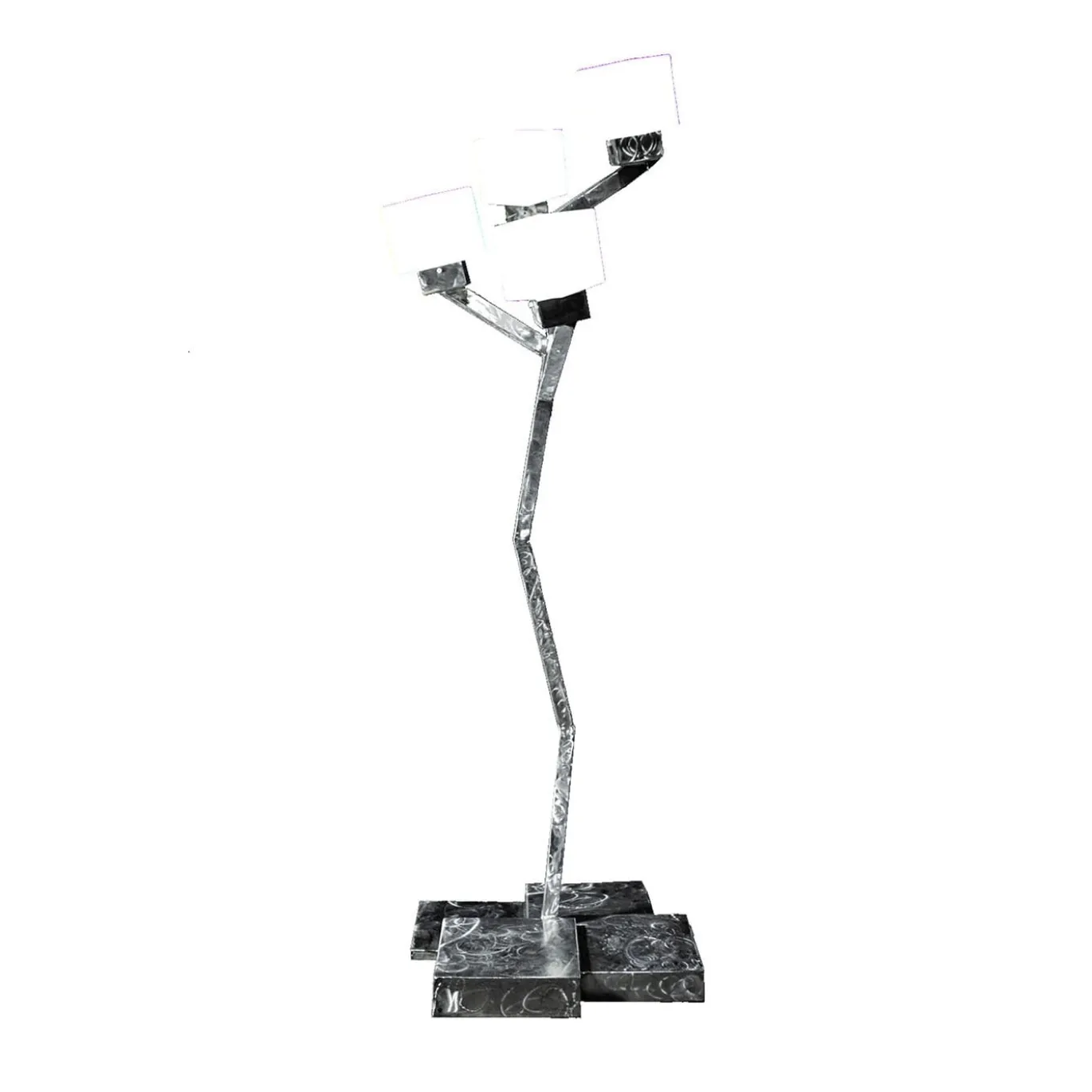 Lampada da terra Cube a 4 luci in ferro spazzolato