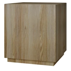 Lampada da terra e sgabello Siediti in legno naturale