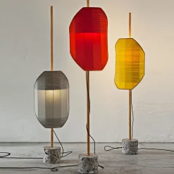 Lampada da terra Flag - Grigio a doppia plissettatura