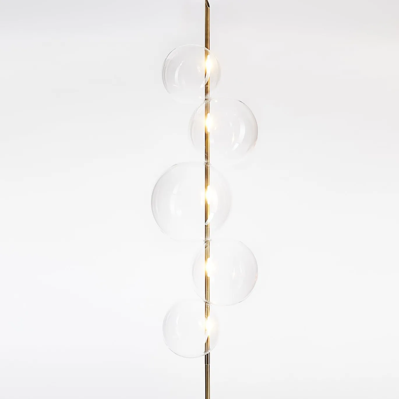 Lampada da terra Grandine a cinque luci in ottone invecchiato
