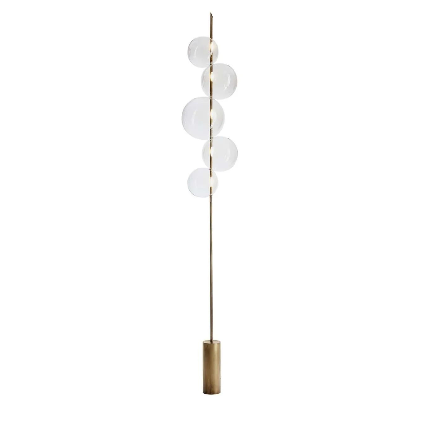Lampada da terra Grandine a cinque luci in ottone invecchiato