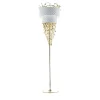 Lampada da terra Groovy in velluto bianco e oro chiaro