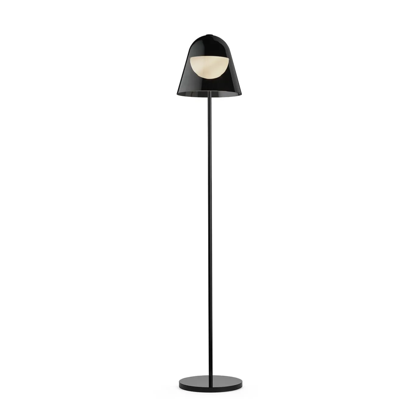 Lampada da terra Helios in metallo e vetro nero di Branch Creative