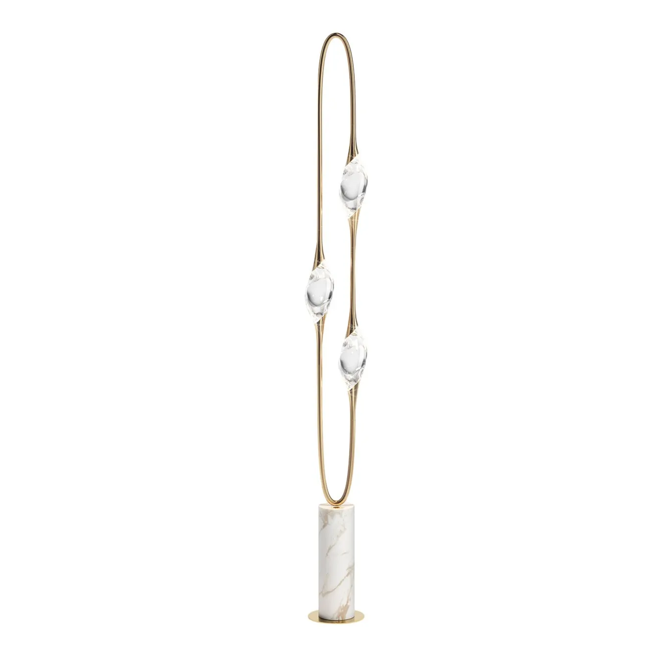 Lampada da terra Il Pezzo 12 in ottone dorato con base in marmo Calacatta Gold
