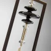 Lampada da Terra in Marmo Calacatta Bianco e Nero con Sospensione