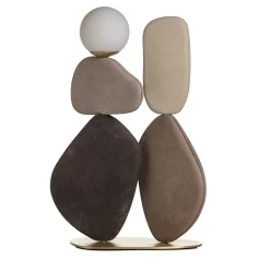 Lampada da terra in pelle marrone grande Zen