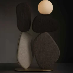 Lampada da terra in tessuto marrone grande Zen