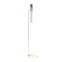 Lampada da terra in vetro e ottone champagne Sbarlusc di Isacco Brioschi