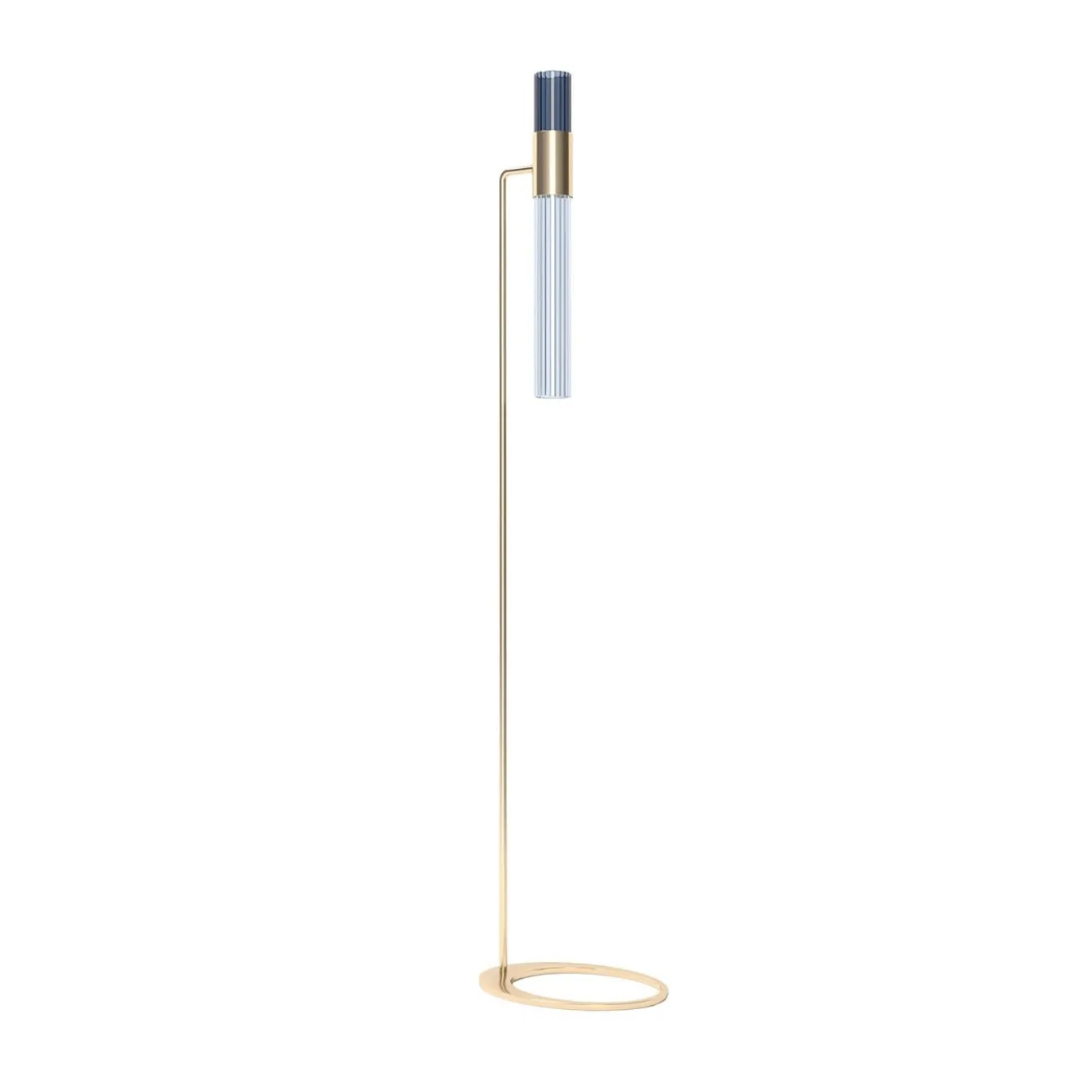 Lampada da terra in vetro e ottone champagne Sbarlusc di Isacco Brioschi