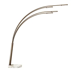 Lampada da terra Juncos con 4 rami in ottone e base in marmo bianco