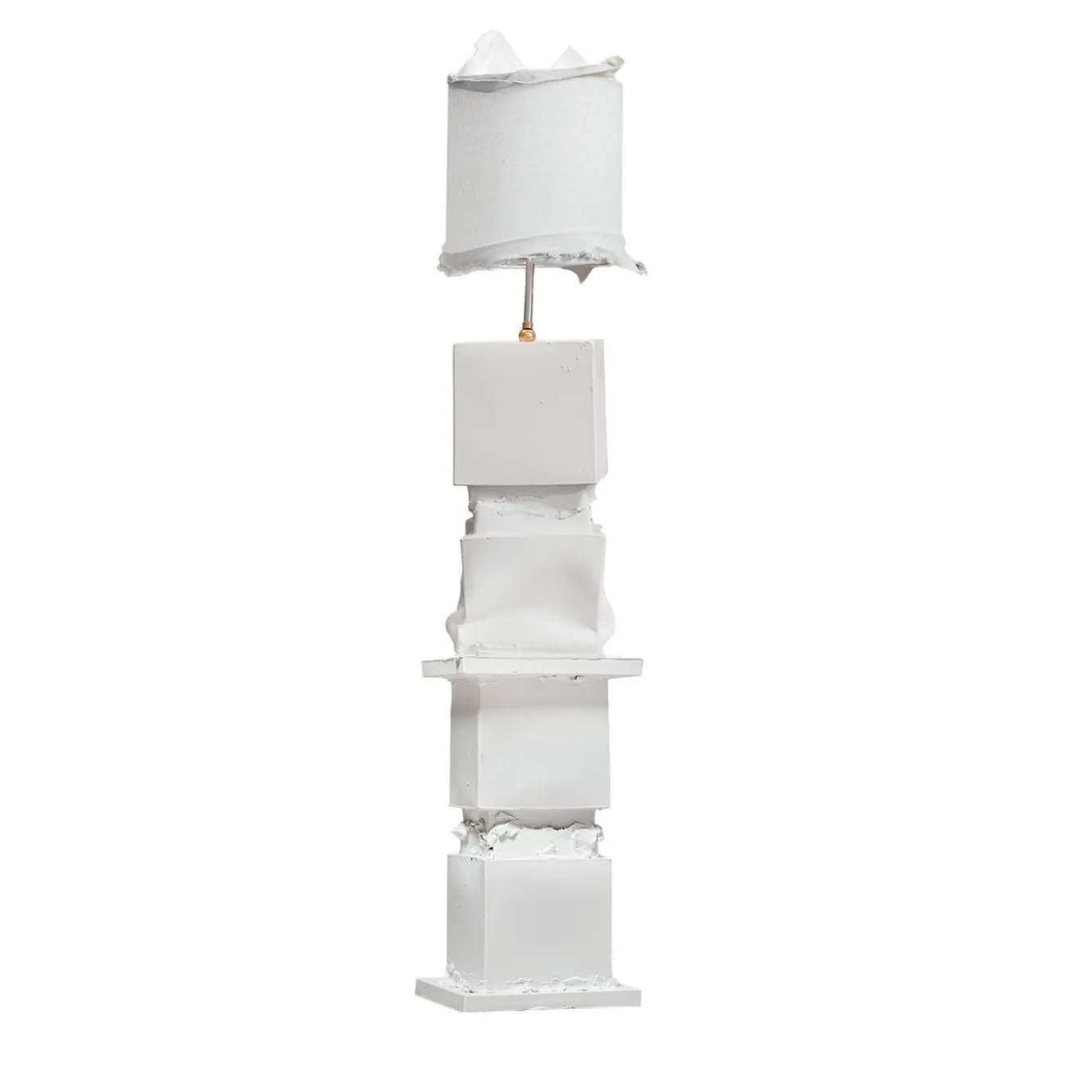 Lampada da terra Marostica+Marostica+Marostica+Marostica in ceramica bianca con paralume