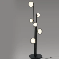 Lampada da terra Nabila a 6 luci in vetro fumé