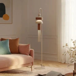 Lampada da terra Nappe STL XM1 con inserti in pelle