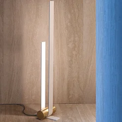 Lampada da terra Nastro bianca e oro