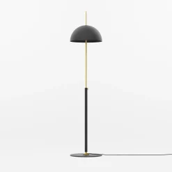 Lampada da terra nera estensibile con dettagli in ottone ABT04