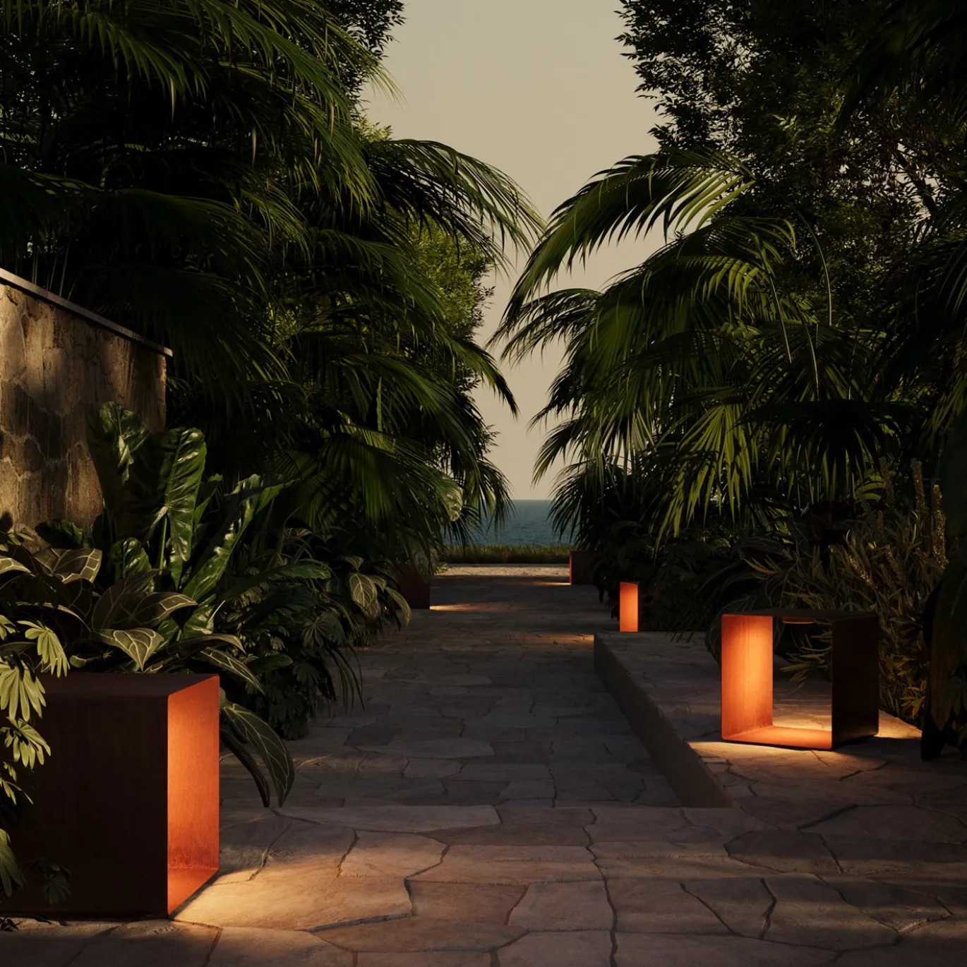 Lampada da terra per esterni Seipesante in acciaio Corten