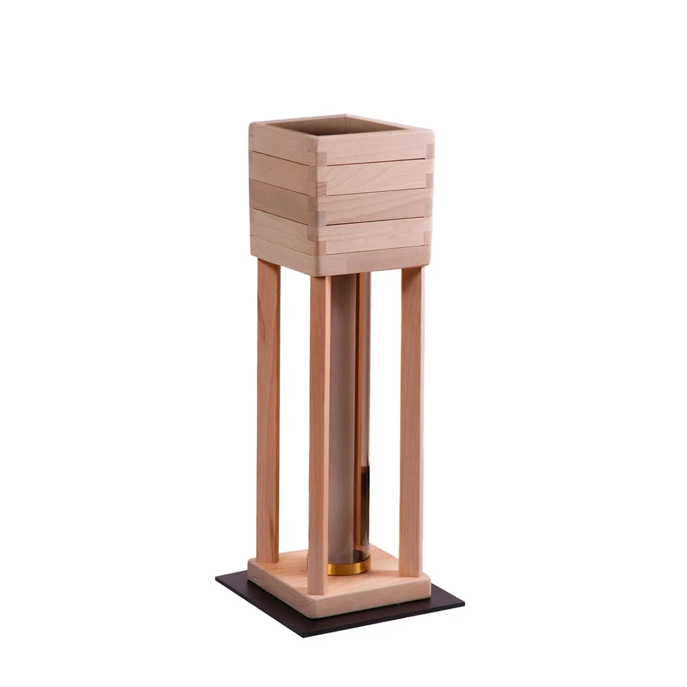 Lampada da Terra Piccola Fysi Quadrata in Legno di Faggio