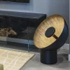 Lampada da terra Radar 600 in metallo nero e resina spazzolata oro