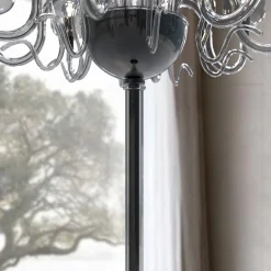 Lampada da terra Raffaello a 8 luci in vetro di Murano color grigio