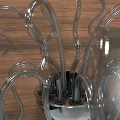 Lampada da terra Raffaello a 8 luci in vetro di Murano color grigio